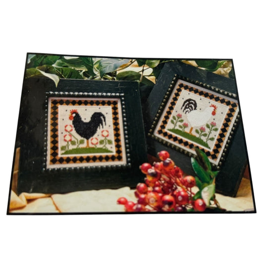 Little House Needleworks Cross Stitch Pattern Two Roosters Chickens Country 68