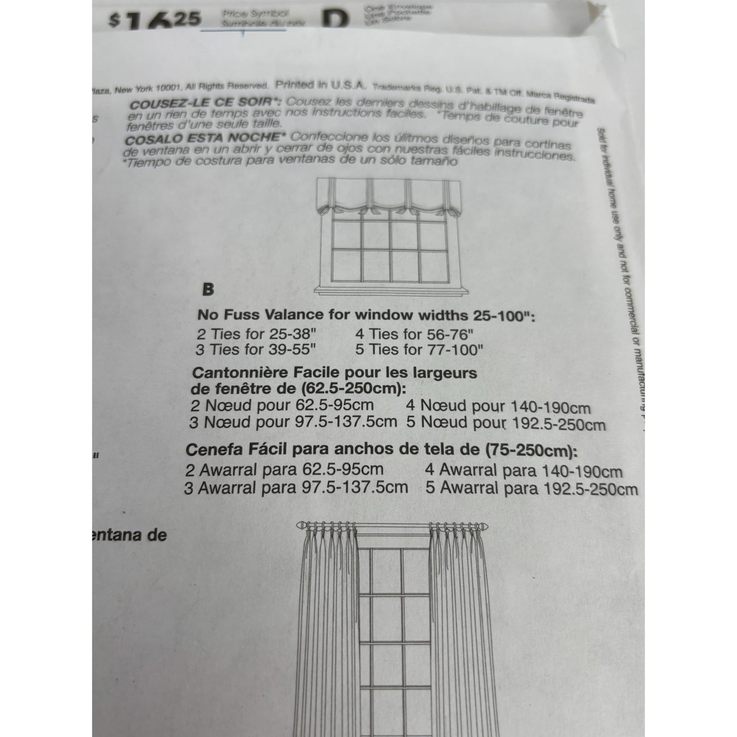 McCalls Sewing Pattern M4802 Home Dec in a Sec Easy Curtains Home Decor Uncut