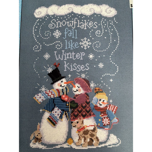 Imaginating Cross Stitch Pattern Snowflakes Fall Like Winter Kisses Snowman Snow