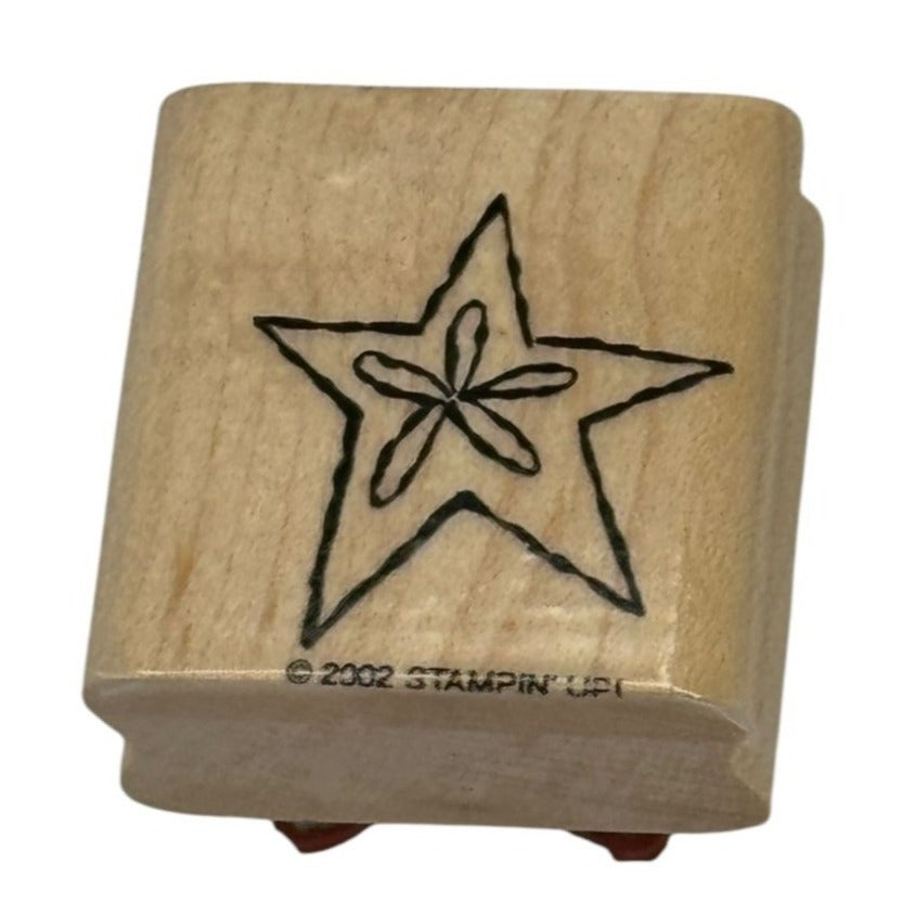 Stampin Up Rubber Stamp Star Christmas Card Making Holidays Flower Center Small