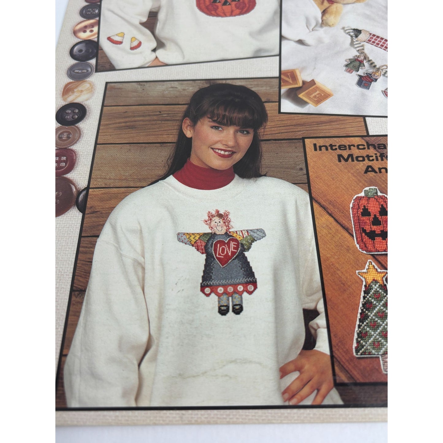 Leisure Arts Cross Stitch Pattern Leaflet Buttoned Up for the Holidays Halloween