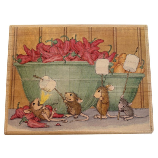 Stampabilities House Rubber Stamp House Mouse All Fired Up Spicy Peppers Funny