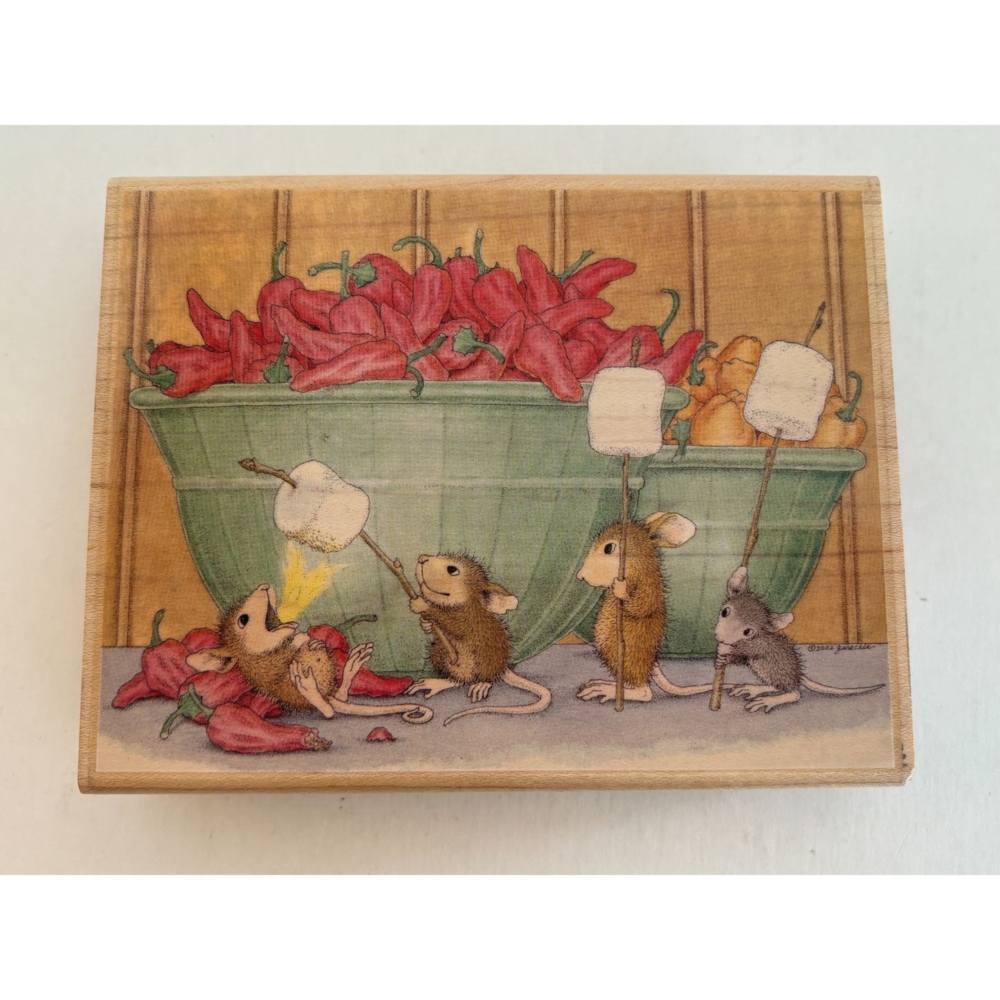 Stampabilities House Rubber Stamp House Mouse All Fired Up Spicy Peppers Funny