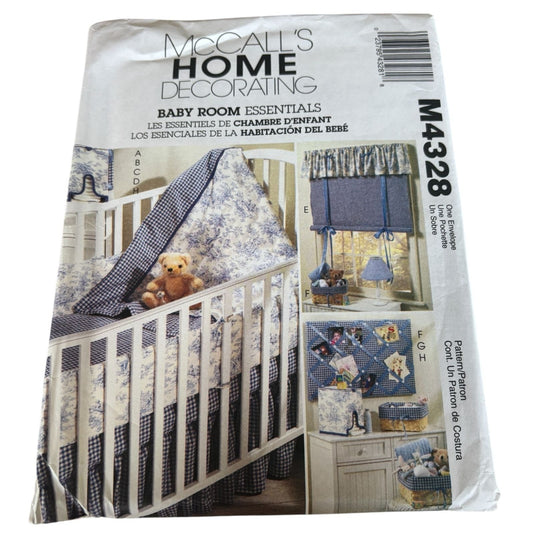 McCalls Sewing Pattern M4328 Home Decorating Baby Room Essentials Quilt Uncut