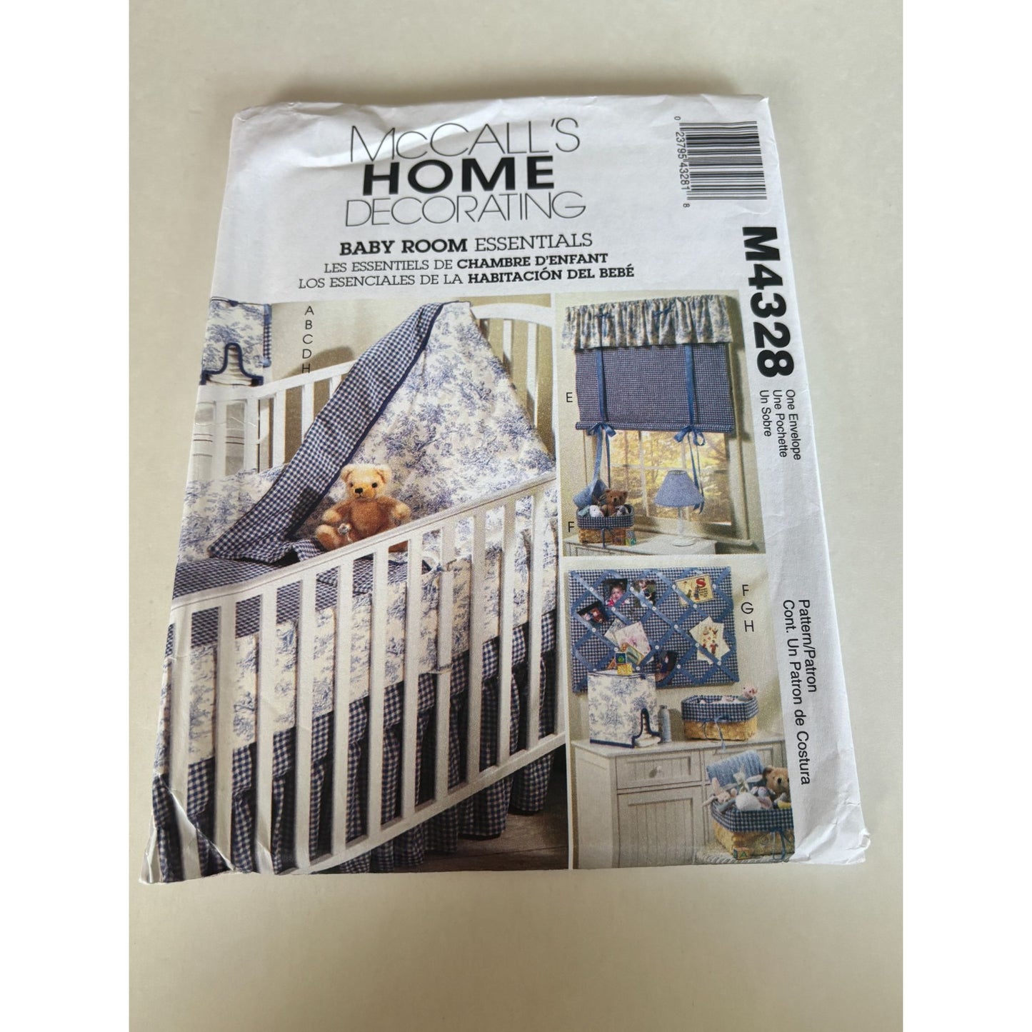 McCalls Sewing Pattern M4328 Home Decorating Baby Room Essentials Quilt Uncut