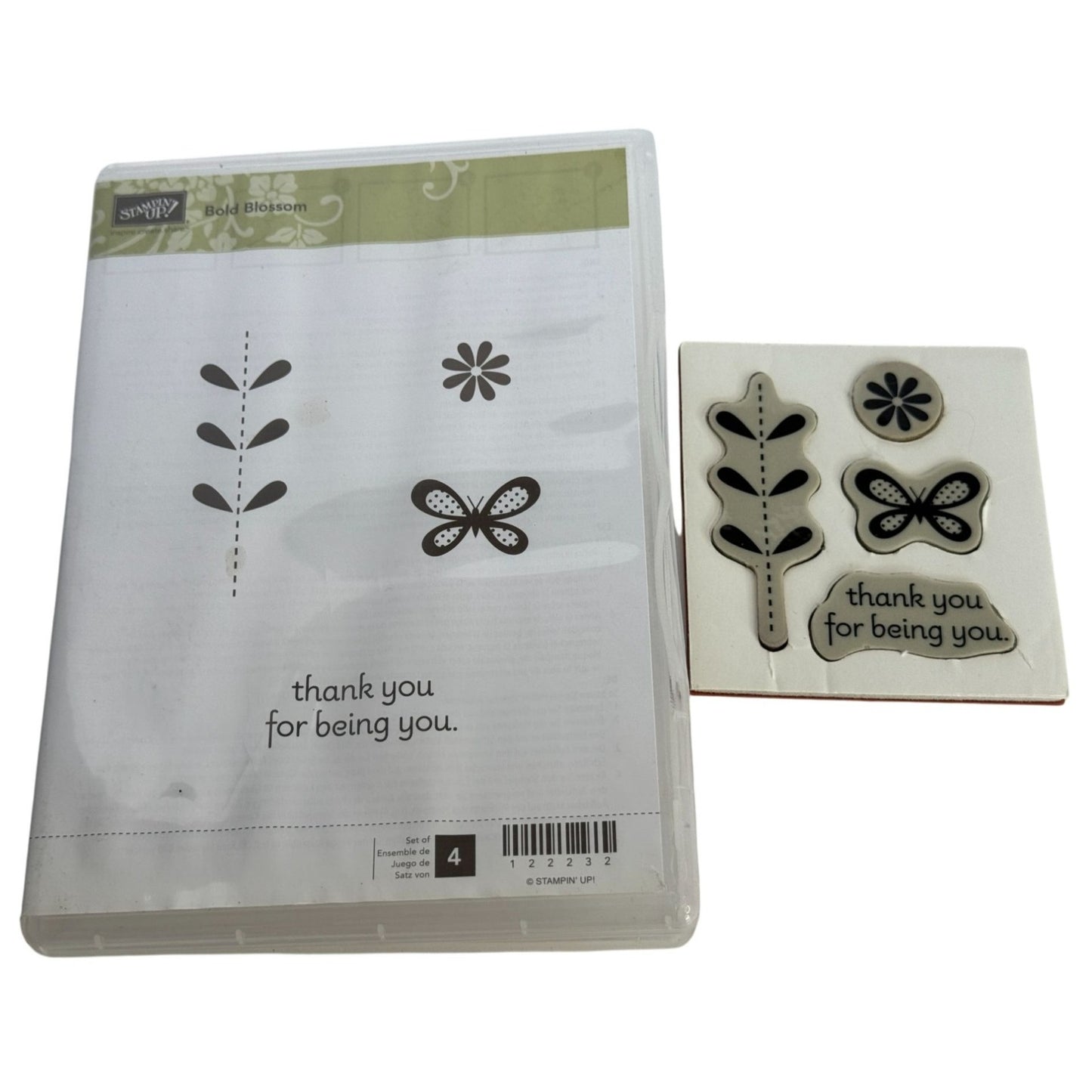 Stampin Up Clear Mount Rubber Stamp Set Bold Blossom Flower Butterfly Garden