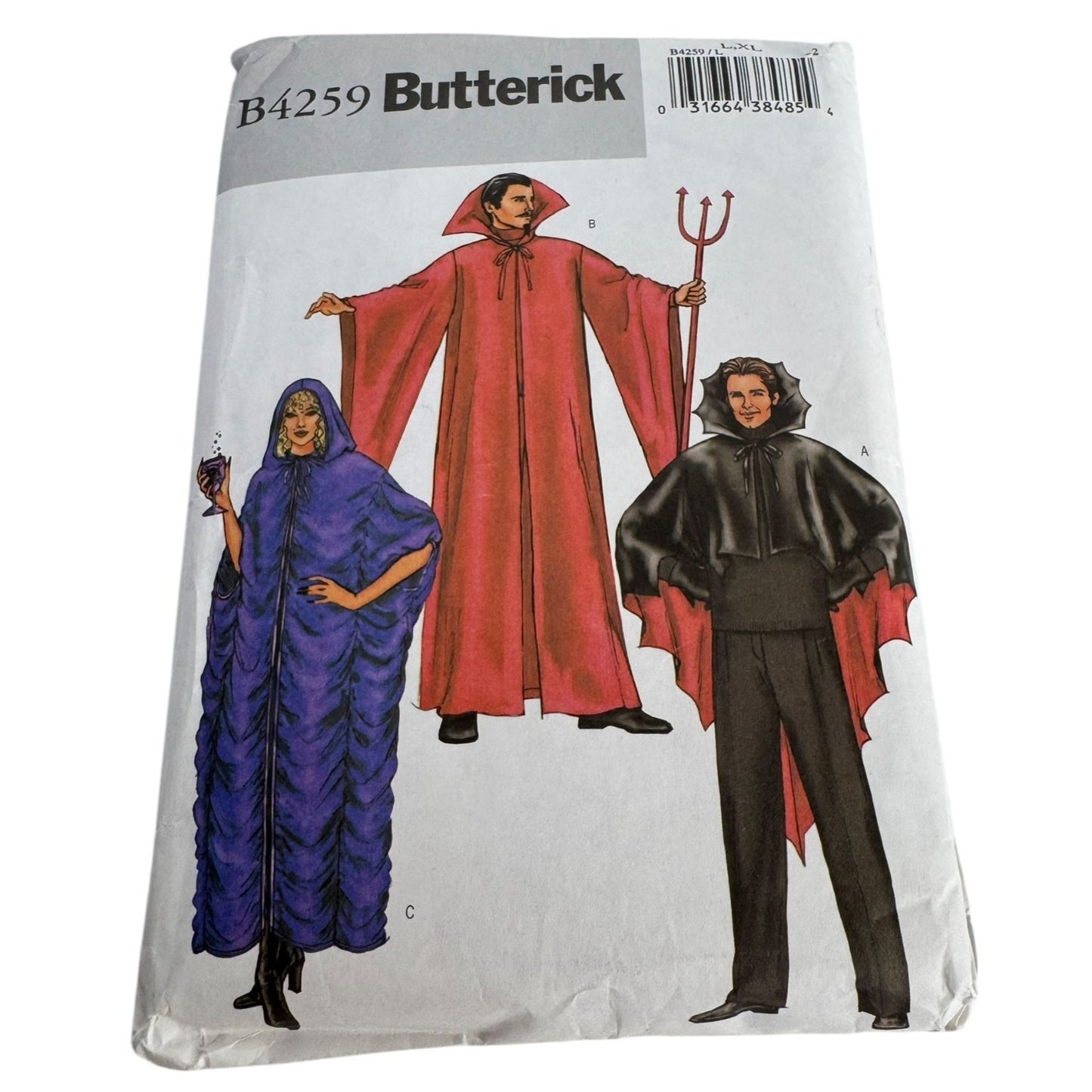 Butterick Costume Sewing Pattern B4259 Halloween Vampire Cape Cloak Easy L-XL UC