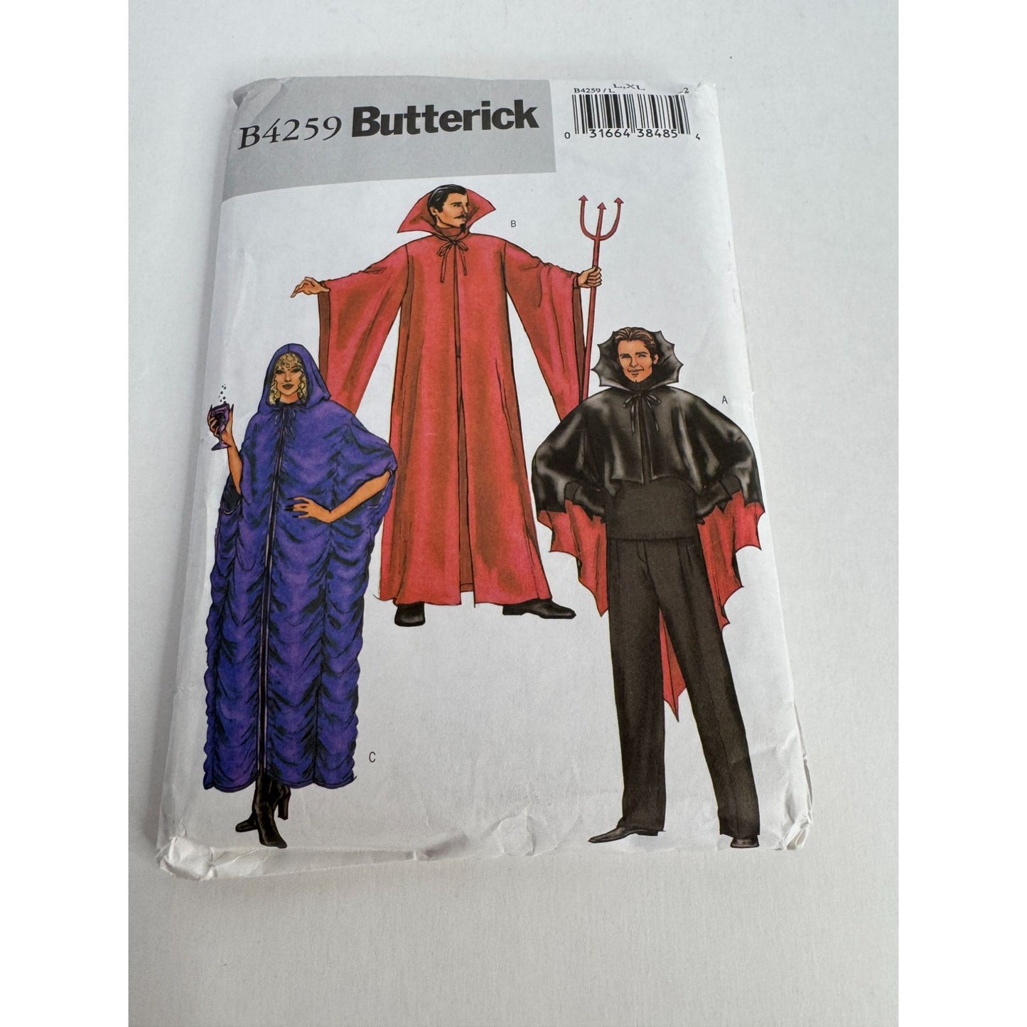 Butterick Costume Sewing Pattern B4259 Halloween Vampire Cape Cloak Easy L-XL UC