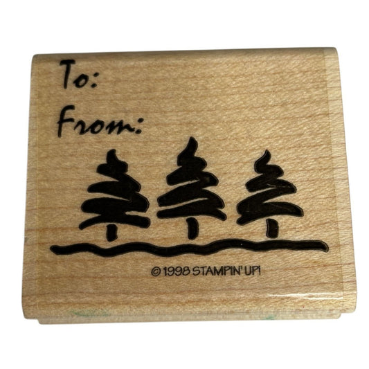 Stampin Up Rubber Stamp To From Christmas Trees Holiday Gift Tag Card Making