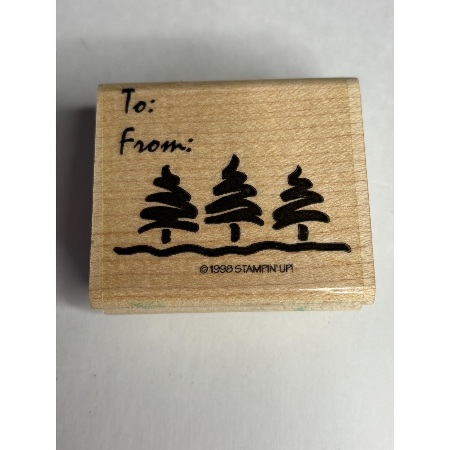 Stampin Up Rubber Stamp To From Christmas Trees Holiday Gift Tag Card Making