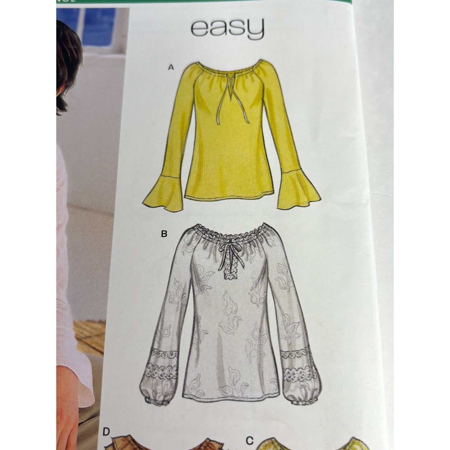 New Look Sewing Pattern 6179 Easy Peasant Blouses Shirts Tops Size 10-22 Uncut