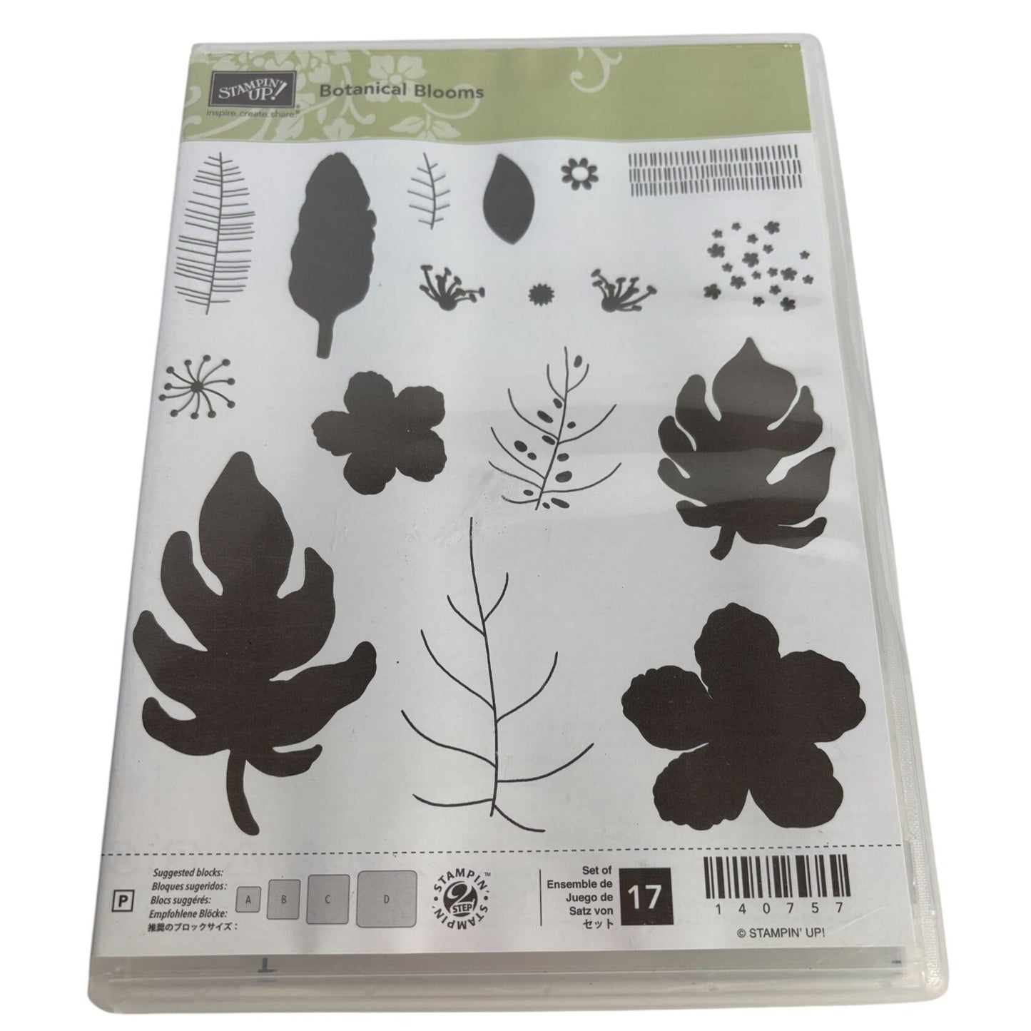 Stampin Up Acrylic Stamps Botanical Blooms Set of 17 Flowers Leaf Leaves Nature