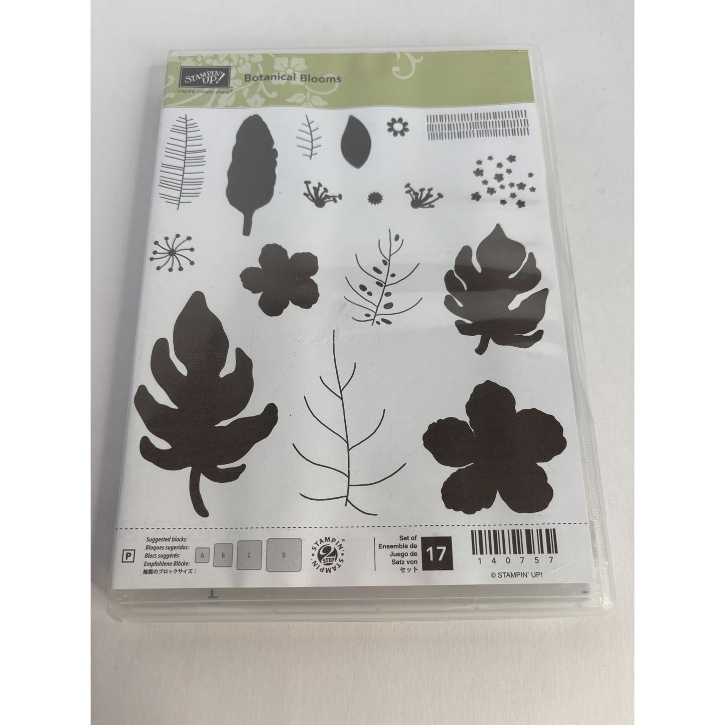 Stampin Up Acrylic Stamps Botanical Blooms Set of 17 Flowers Leaf Leaves Nature