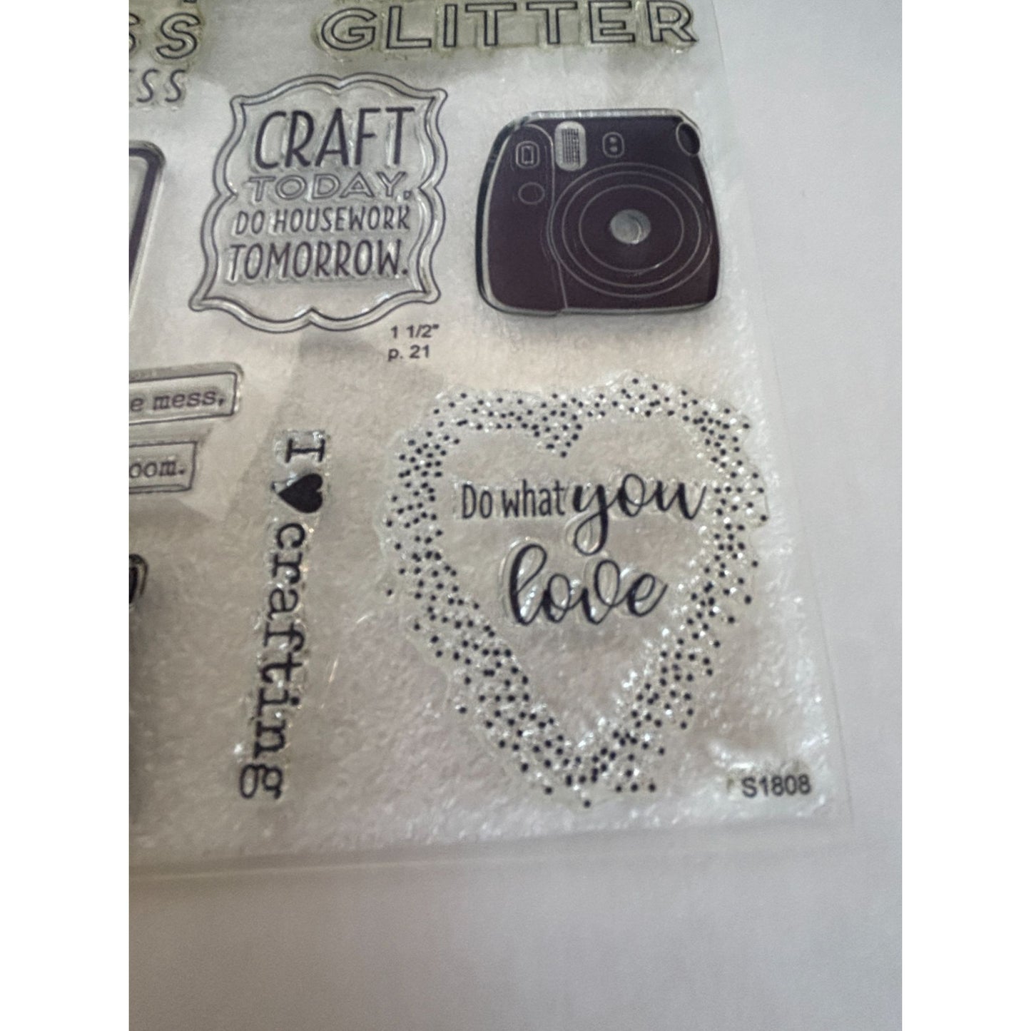 CTMH Acrylic Stamp Set For the Love of Crafting I Craft Hard Sweat Glitter Funny