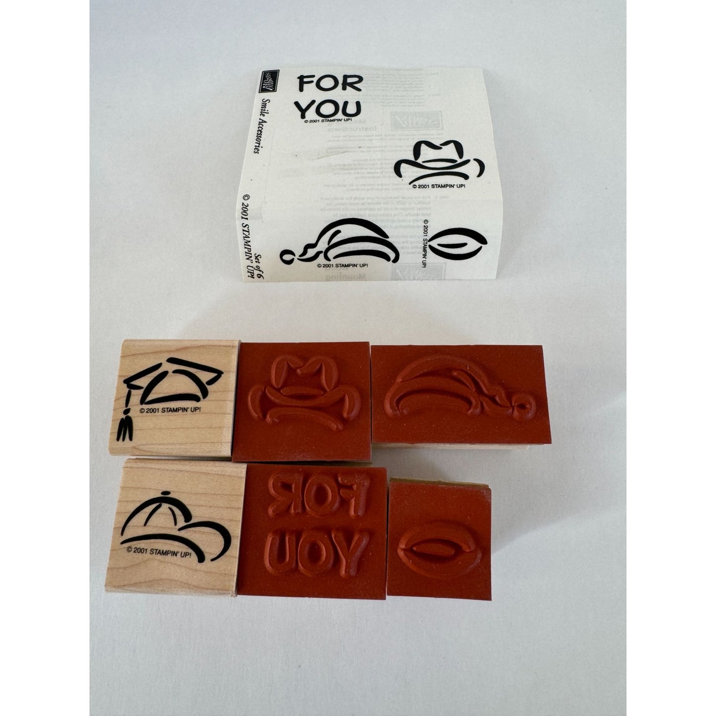 Stampin Up Rubber Stamp Set Smile Accessories Santa Hat Baseball Cowboy For You