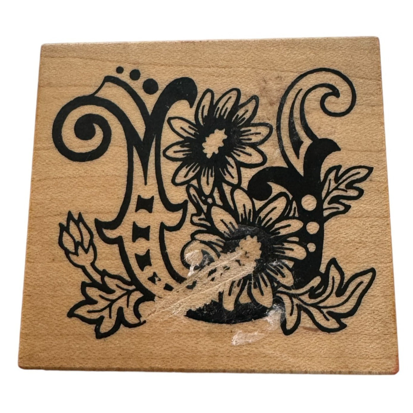 PSX Rubber Stamp Botanical Letter U Initial Floral Card Making Floral Flowers