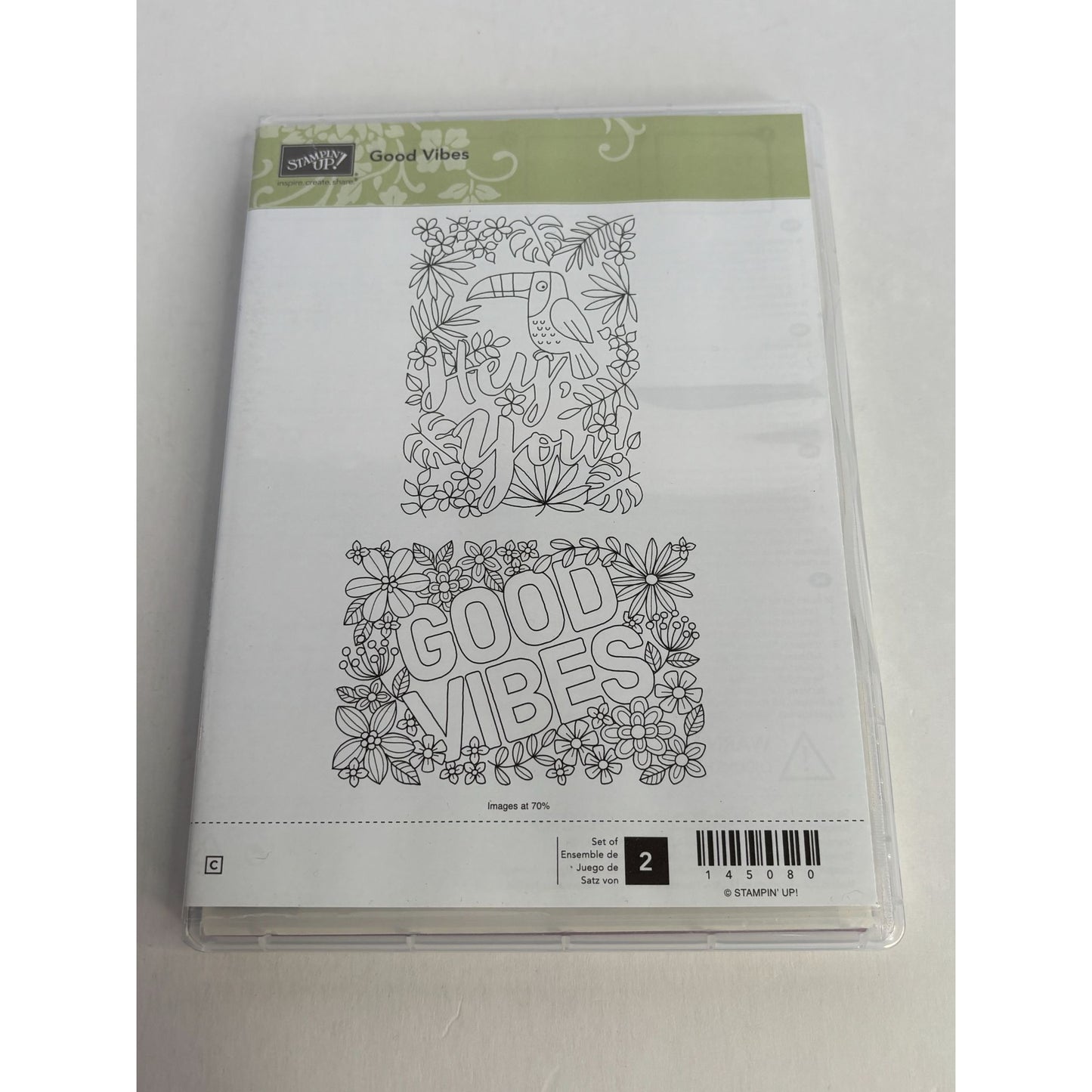 Stampin Up Clear Mount Stamp Set Good Vibes Hey You Toucan Bird Tropical Flowers