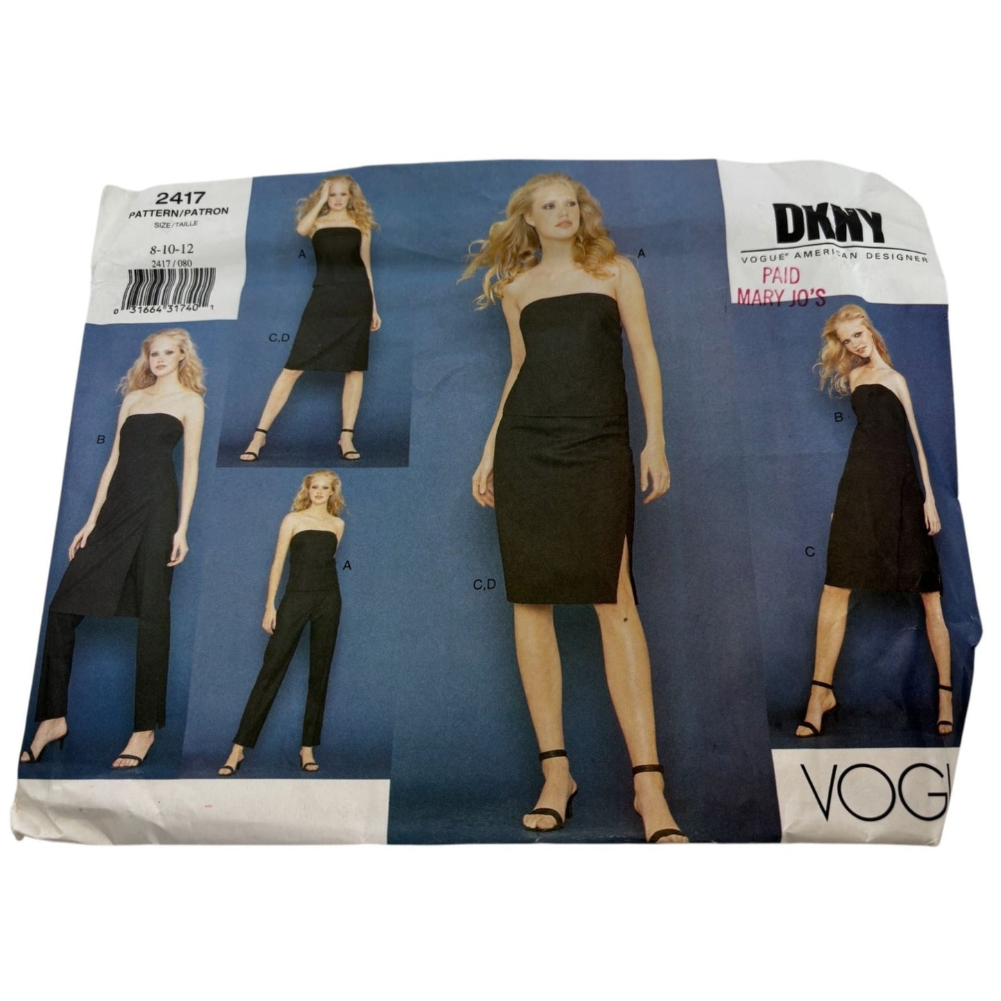 Vogue Sewing Pattern 2417 DKNY Top Tunic Skirt Pants Misses 8 10 12 Easy Uncut