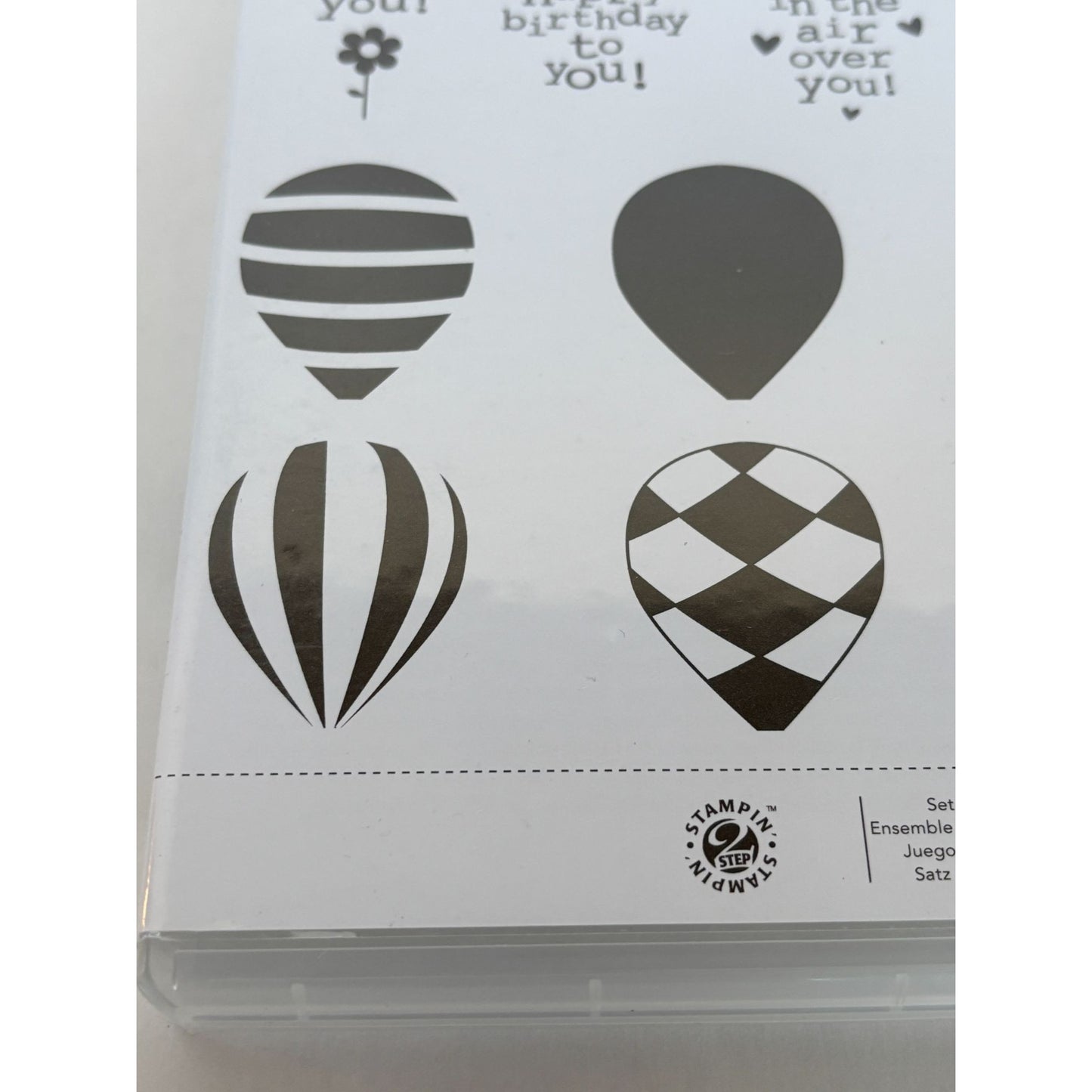 Stampin Up Rubber Stamp Set Up Up & Away Happy Birthday Hot Air Balloons Clouds